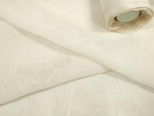 平和屋着物＊夏物　長襦袢　反物　着尺　芝花紋紗　生成り色　綿麻　逸品　未使用　DAAW7922zzz