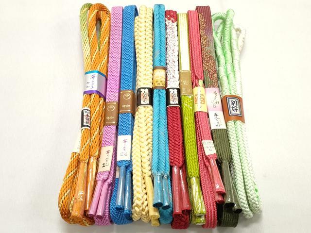 平和屋着物●和装小物　帯締め10本セット　銀座くのや　高麗組　手組紐　組紐　金糸　逸品　未使用　DAAW8451zzz