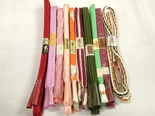 平和屋着物●和装小物　帯締め10本セット　雅流　手組紐　組紐　たこ足房　金糸　逸品　未使用　DAAW8456zzz