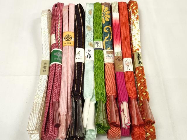 平和屋着物●和装小物　帯締め10本セット　佐賀錦　京友禅　組紐　笹浪組　金糸　松坂屋扱い　伊勢丹扱い　逸品　未使用　DAAW8473zzz