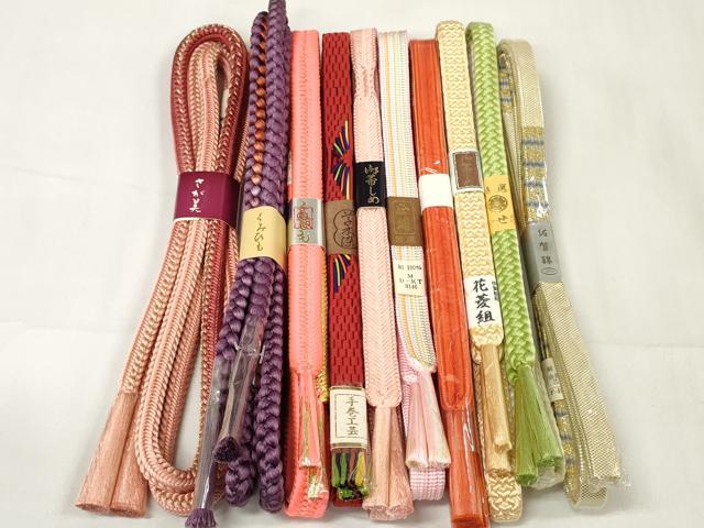 平和屋着物●和装小物　帯締め10本セット　佐賀錦　手巻工芸　組紐　伊賀組紐　花菱組　金糸　さが美扱い　逸品　未使用　DAAW8483zzz