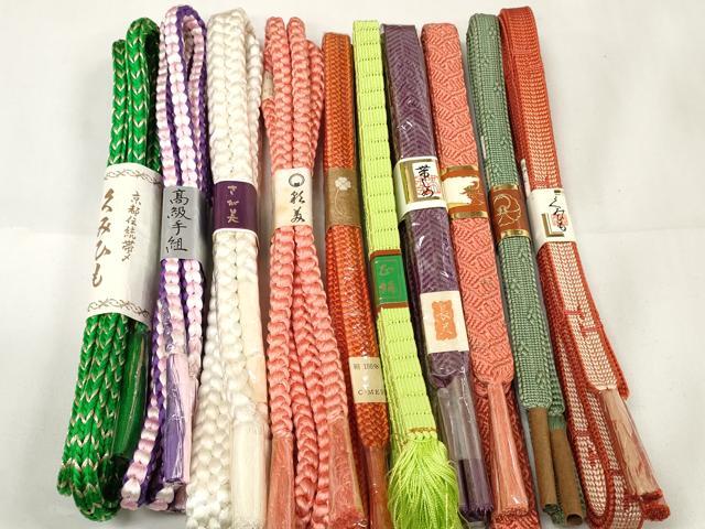平和屋着物●和装小物　帯締め10本セット　手組紐　組紐　丸源氏組　金銀糸　さが美扱い　長尺　逸品　未使用　DAAW8500zzz