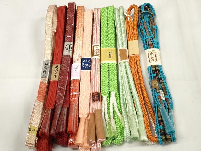 平和屋着物●和装小物　帯締め10本セット　佐賀錦　藤三郎組　組紐　奈良紐　草木染　金糸　逸品　未使用　DAAW8501zzz
