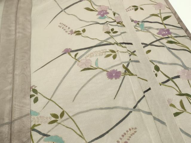 平和屋着物▽訪問着 無双 紗袷 紗×紗 枝花文 金彩 正絹 逸品 未使用