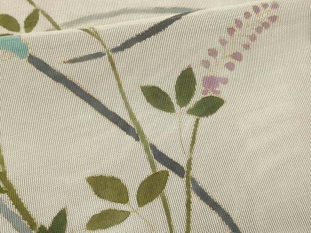 平和屋着物▽訪問着 無双 紗袷 紗×紗 枝花文 金彩 正絹 逸品 未使用