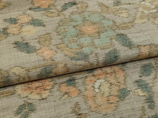 平和屋着物▽上質な紬 単衣 枝花文 正絹 逸品 DAAW9191sf