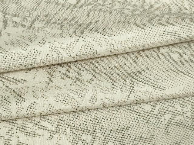 平和屋着物▽上質な紬　単衣　草葉文　正絹　逸品　DAAW9217sf