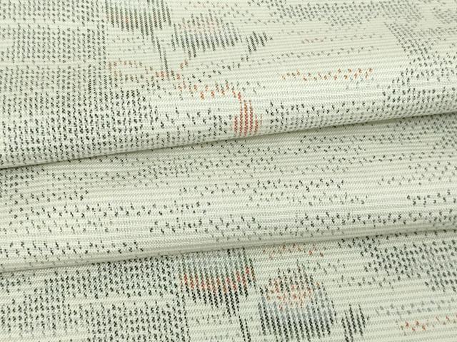 平和屋着物▽上質な紬　単衣　草花文　正絹　逸品　DAAW9237sf