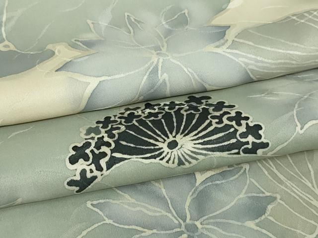 平和屋着物▽上質な小紋　単衣　舞花文　正絹　逸品　未使用　DAAW9239sf