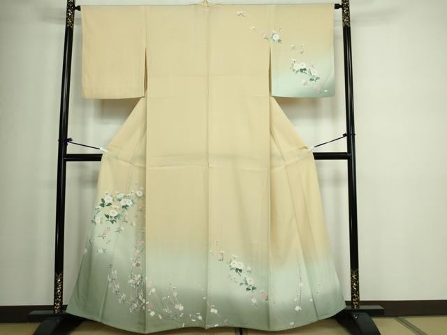平和屋着物▽訪問着　単衣　枝花文　暈し染め　正絹　逸品　DAAW9248sf