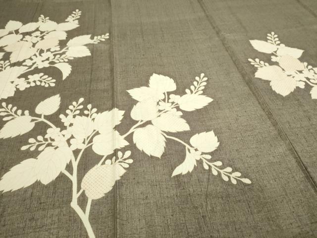 平和屋着物▽訪問着　単衣　紬地　枝葉文　正絹　逸品　DAAW9249sf_4
