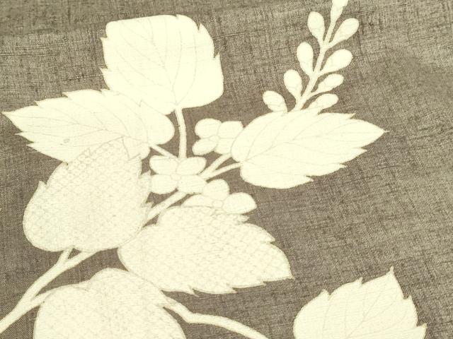 平和屋着物▽訪問着　単衣　紬地　枝葉文　正絹　逸品　DAAW9249sf_7