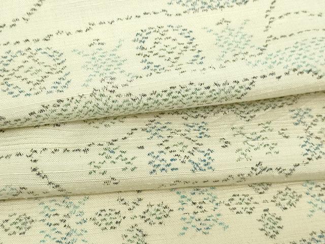 平和屋着物▽上質な紬　単衣　草花文　正絹　逸品　DAAW9257sf