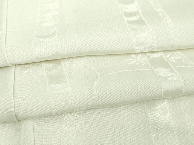 平和屋着物▽上質な色無地　単衣　笹竹地紋　生成り色　正絹　逸品　DAAW9258sf