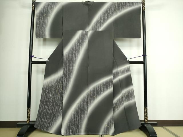 平和屋着物▽訪問着　単衣　霞文　暈し染め　金彩　正絹　逸品　DAAW9290sf