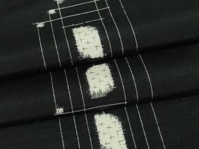 平和屋着物▽上質な紬　単衣　変わり間道　黒地　正絹　逸品　DAAW9354sf