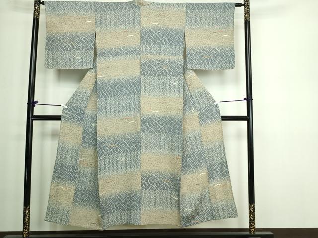 平和屋着物▽上質な小紋　単衣　芝花文　暈し染め　正絹　逸品　DAAW9397sf 平和屋着物▽上質な小紋 単衣 芝花文 暈し染め 正絹