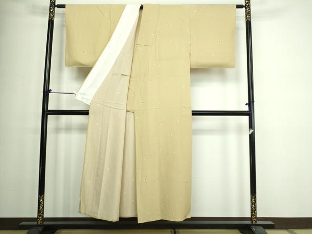 平和屋着物▽上質な小紋　単衣　舞桜文　正絹　逸品　DAAW9398sf 平和屋着物▽上質な小紋 単衣 舞桜文 正絹 逸品 DAAW9398sf