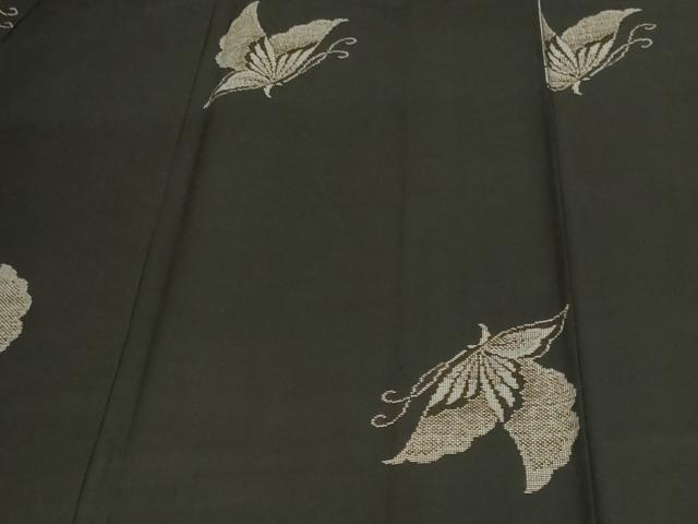 平和屋着物▽本場大島紬 単衣 9マルキ 地空き 舞蝶文 正絹 逸品