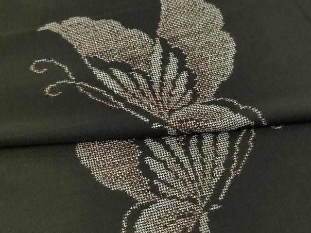 平和屋着物▽本場大島紬 単衣 9マルキ 地空き 舞蝶文 正絹 逸品