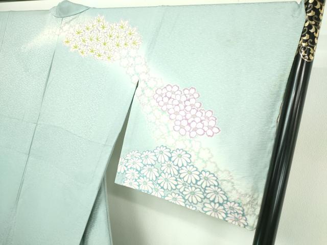 平和屋着物▽十日町　名門　滝泰謹製　訪問着　単衣　草花文　暈し染め　正絹　逸品　DAAW9404sf 平和屋着物▽十日町 名門 滝泰謹製 訪問着 単衣 草花文 暈し染め 正絹