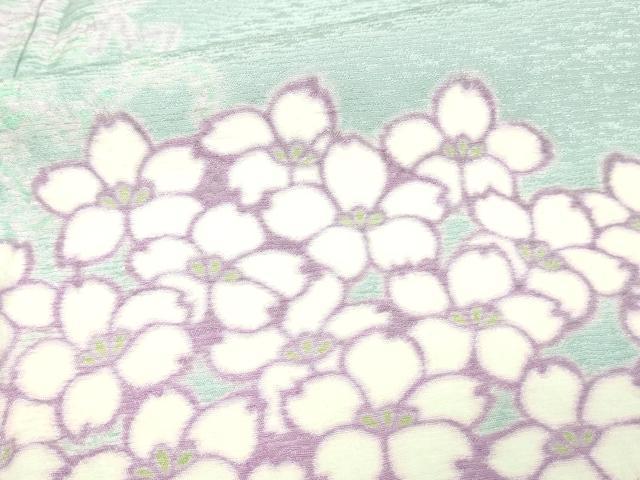 平和屋着物▽十日町 名門 滝泰謹製 訪問着 単衣 草花文 暈し染め 正絹