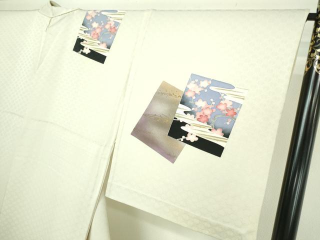 平和屋着物▽訪問着 単衣 刺繍 草花文 暈し染め 金彩 正絹 逸品