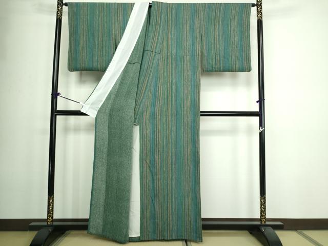 平和屋着物▽上質な小紋　単衣　間道　鬼しぼ縮緬　正絹　逸品　DAAW9409sf 平和屋着物▽上質な小紋 単衣 間道 鬼しぼ縮緬 正絹 逸品 DAAW9409sfの