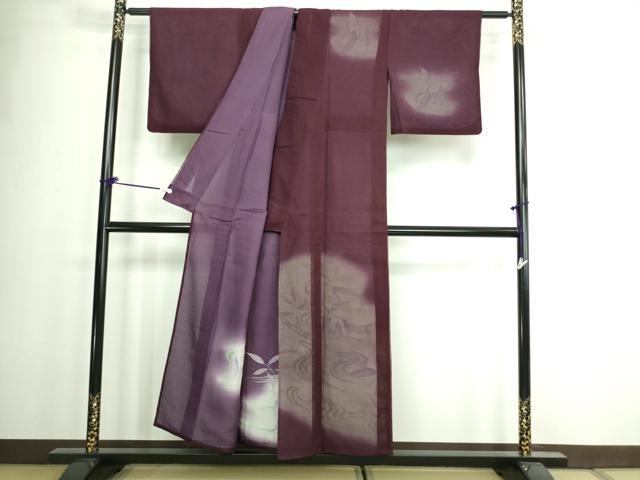 平和屋着物▽訪問着　無双　紗袷　紗×紗　手描き　松文　暈し染め　正絹　逸品　AABH2190jh 平和屋本店○極上 訪問着 無双 紗袷 紗×絽 墨流し文様 暈し染め 逸品