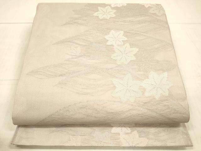 平和屋着物＊夏物　六通柄袋帯　草葉文　銀糸　正絹　逸品　DAAX0002cm