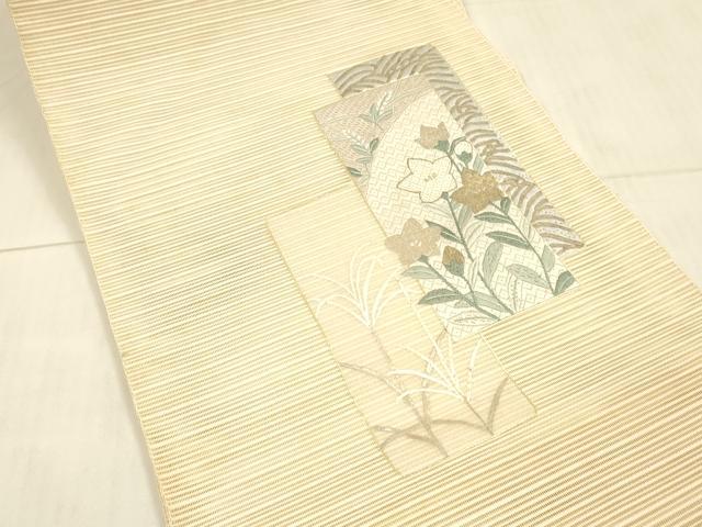 平和屋着物＊夏物　絽綴れ　八寸名古屋帯　絽刺し　草花文　金糸　正絹　逸品　DAAX0009cm_1
