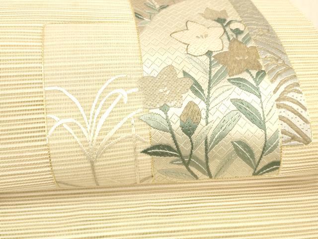 平和屋着物＊夏物　絽綴れ　八寸名古屋帯　絽刺し　草花文　金糸　正絹　逸品　DAAX0009cm_2