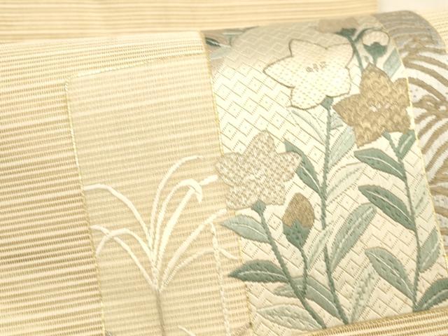 平和屋着物＊夏物　絽綴れ　八寸名古屋帯　絽刺し　草花文　金糸　正絹　逸品　DAAX0009cm_3