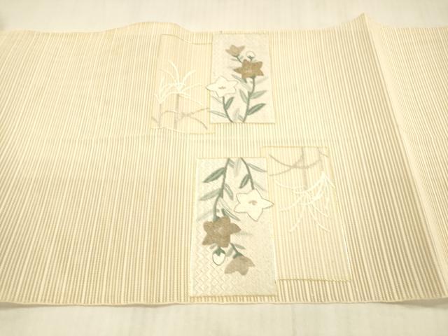 平和屋着物＊夏物　絽綴れ　八寸名古屋帯　絽刺し　草花文　金糸　正絹　逸品　DAAX0009cm_4
