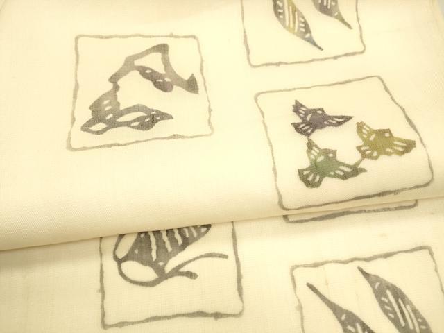 平和屋着物＊夏物　九寸名古屋帯　型絵染　抽象千鳥文　正絹　逸品　DAAX0011cm_2