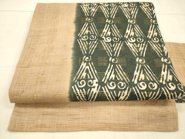 平和屋着物＊夏物　九寸名古屋帯　抽象文様　麻　逸品　DAAX0014cm