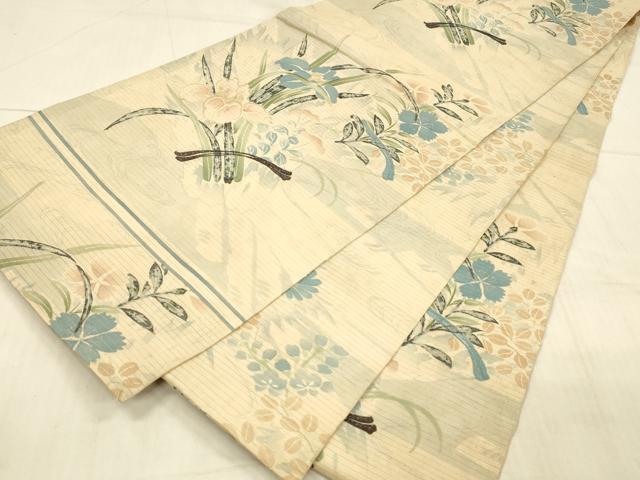 平和屋着物*夏物 アンティーク 大正ロマン 丸帯 草花文 銀彩 正絹 逸品 DAAX0015cm 平和屋着物*夏物 アンティーク 大正ロマン 丸帯 草花文 銀彩 正絹 逸品 DAAX0015cm