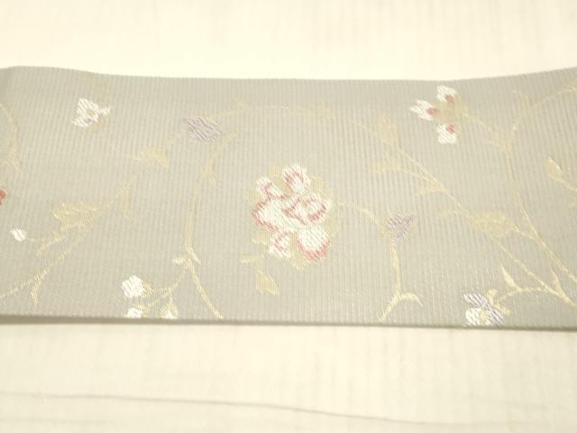 平和屋着物＊夏物 九寸名古屋帯 花唐草文 金糸 正絹 逸品 DAAX0020cm