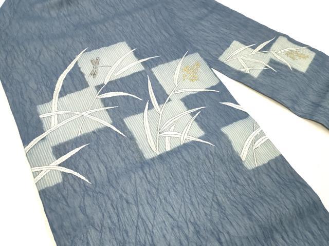 平和屋着物＊夏物　九寸名古屋帯　南天蜻蛉文　金銀彩　正絹　逸品　DABA0123cm 平和屋着物＊夏物 九寸名古屋帯 手描き 蜻蛉草葉文 金銀彩 DAAX0023cm