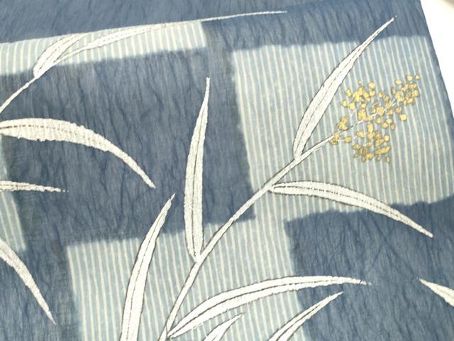 平和屋着物＊夏物 九寸名古屋帯 手描き 蜻蛉草葉文 金銀彩 DAAX0023cm