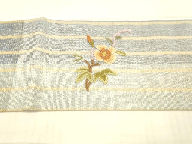 平和屋着物＊夏物　中国三大刺繍　相良刺繍　総刺繍　九寸名古屋帯　蜻蛉草花文　金糸　正絹　逸品　DAAX0026cm_5