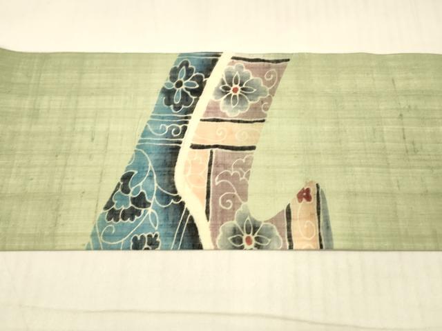 平和屋着物＊夏物　九寸名古屋帯　流水草花文　麻　逸品　DAAX0030cm 平和屋着物＊夏物 九寸名古屋帯 流水草花文 麻 逸品 DAAX0030cm 【公式