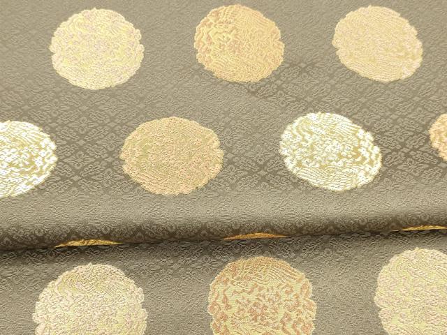 平和屋着物●西陣織　陰山織物謹製　箔屋清兵衛　六通柄袋帯　草木染　浄衣文様小葵地鳳凰衣丸文　金糸　正絹　逸品　DAAX0057cm 平和屋着物○西陣織 陰山織物謹製 箔屋清兵衛 六通柄袋帯 草木染 浄衣