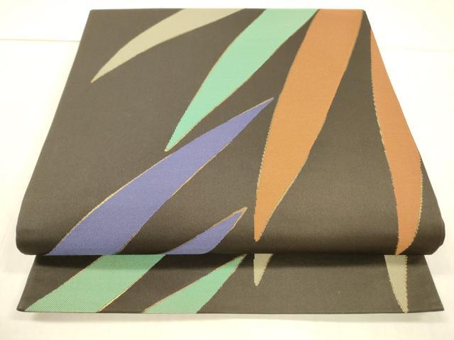 平和屋着物●世界的人形師　辻村寿三郎　ジュサブロー　六通柄袋帯　抽象文様　金糸　正絹　逸品　DAAX0058cm