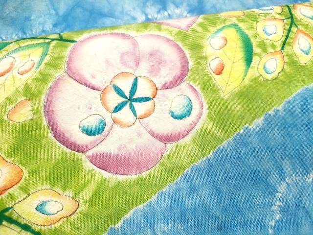 平和屋着物○九寸名古屋帯 紬地 絞り 辻が花 正絹 逸品 DAAX0063cm