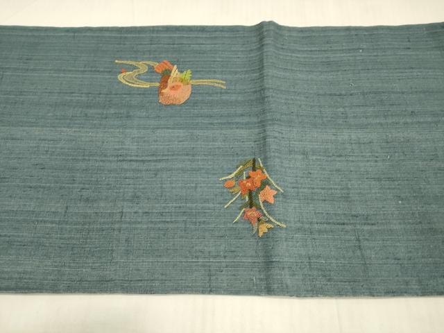 平和屋着物○中国三大刺繍 相良刺繍 九寸開き名古屋帯 紬