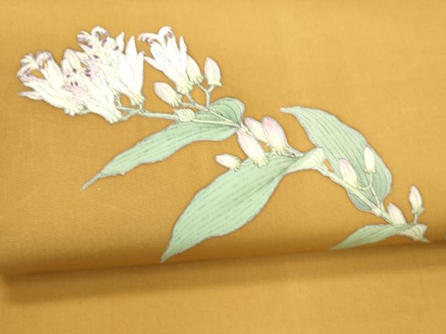 平和屋着物○九寸名古屋帯 作家物 草花文 正絹 逸品 DAAX0075cm