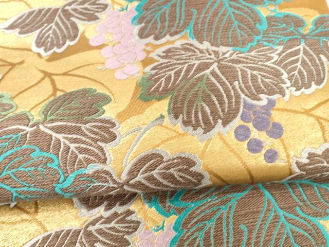 平和屋着物○皇室デザイナー 中村乃武夫 六通柄袋帯 唐織 葡萄蔦の