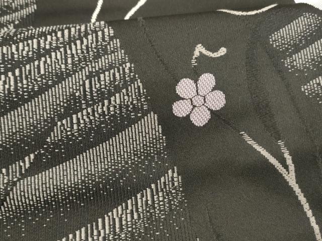 平和屋着物○九寸名古屋帯 花唐草文 黒地 正絹 逸品 DAAX0113cm