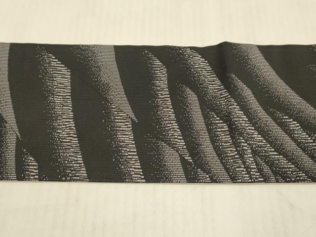 平和屋着物○九寸名古屋帯 花唐草文 黒地 正絹 逸品 DAAX0113cm